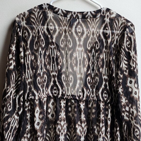 Bali Club Brown/Cream Native Tropical Print Tunic Size Medium - Picture 13 of 14